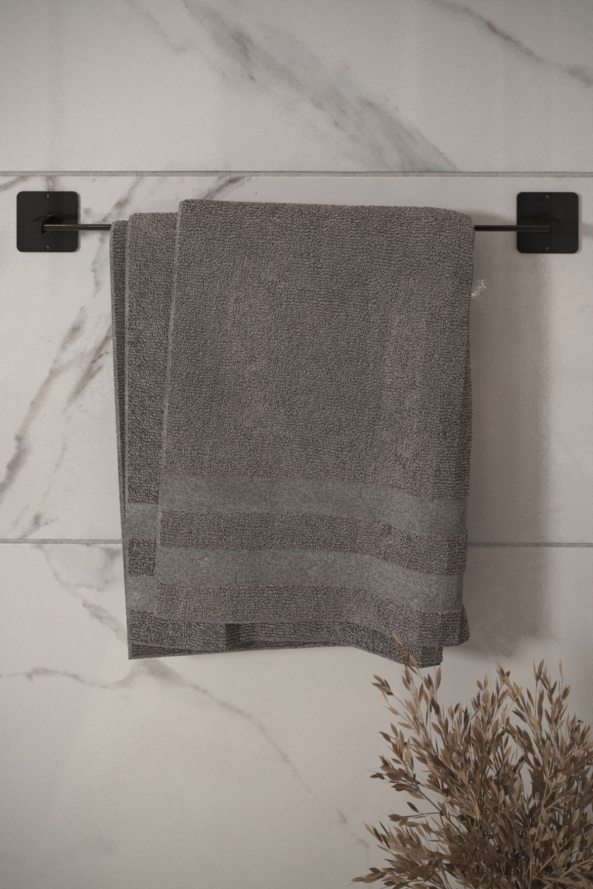 Modern Uzun Banyo Havluluk Askısı Siyah Duş Havlusu ve Banyo Aksesuarı
