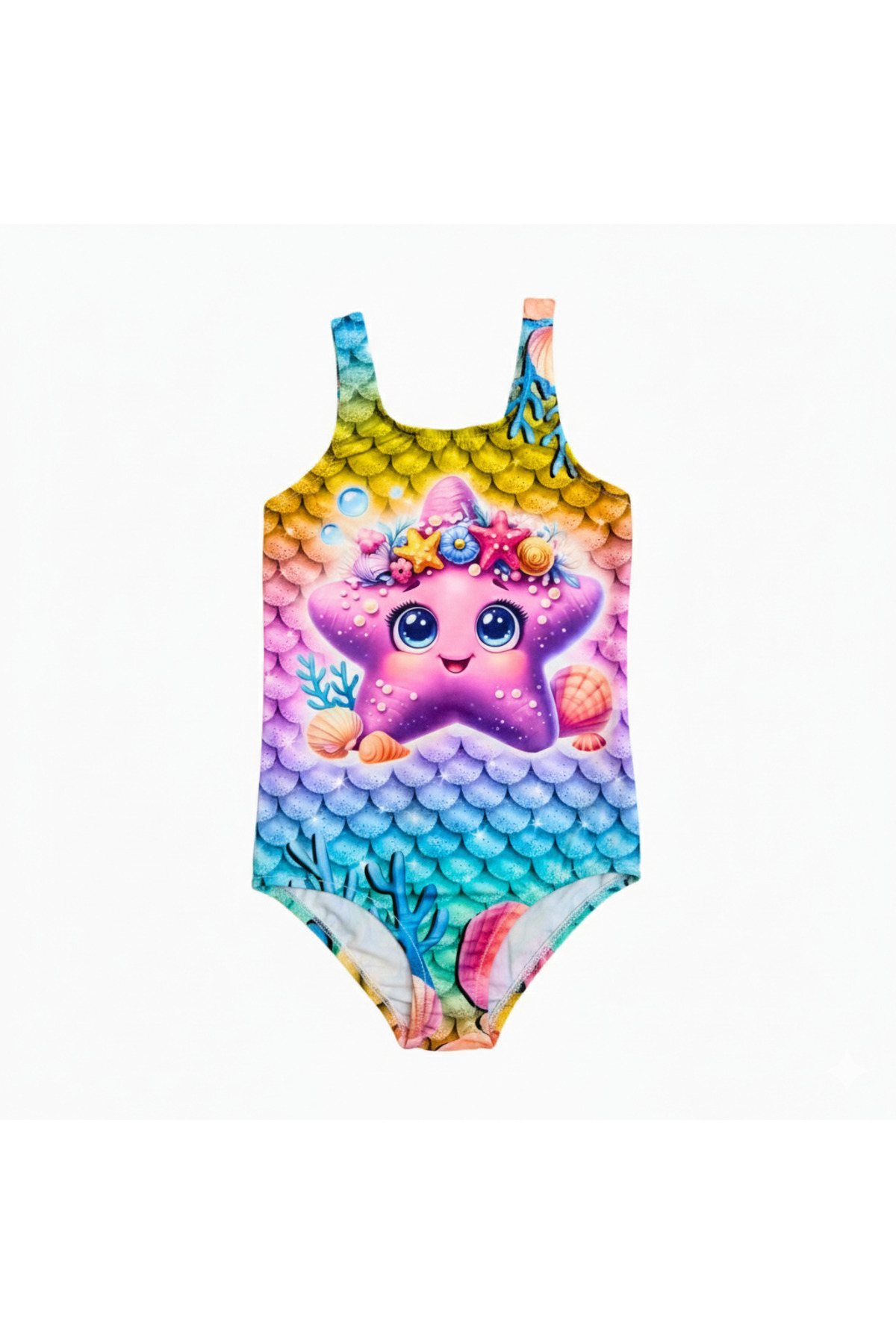 FırsatYeri Kız Çocuk Mayo Deniz Yıldızı Baskılı Rahat Esnek Hızlı Kuruyan Bikini Deniz Havuz Plaj Mayosu fotoğrafı 3 (önizleme)