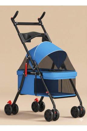 Tasma Market Katlanabilir Evcil Hayvan Arabası - 360° Döner Tekerlekli Kedi K...