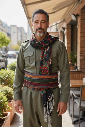 bilqasmi Erkek Yöresel Elbise Botani Desenli – Şalvar Takımı, Şal U Şepik Puş...