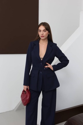 lidyasara Kadın Korsaj Bel Detaylı Blazer Ceket