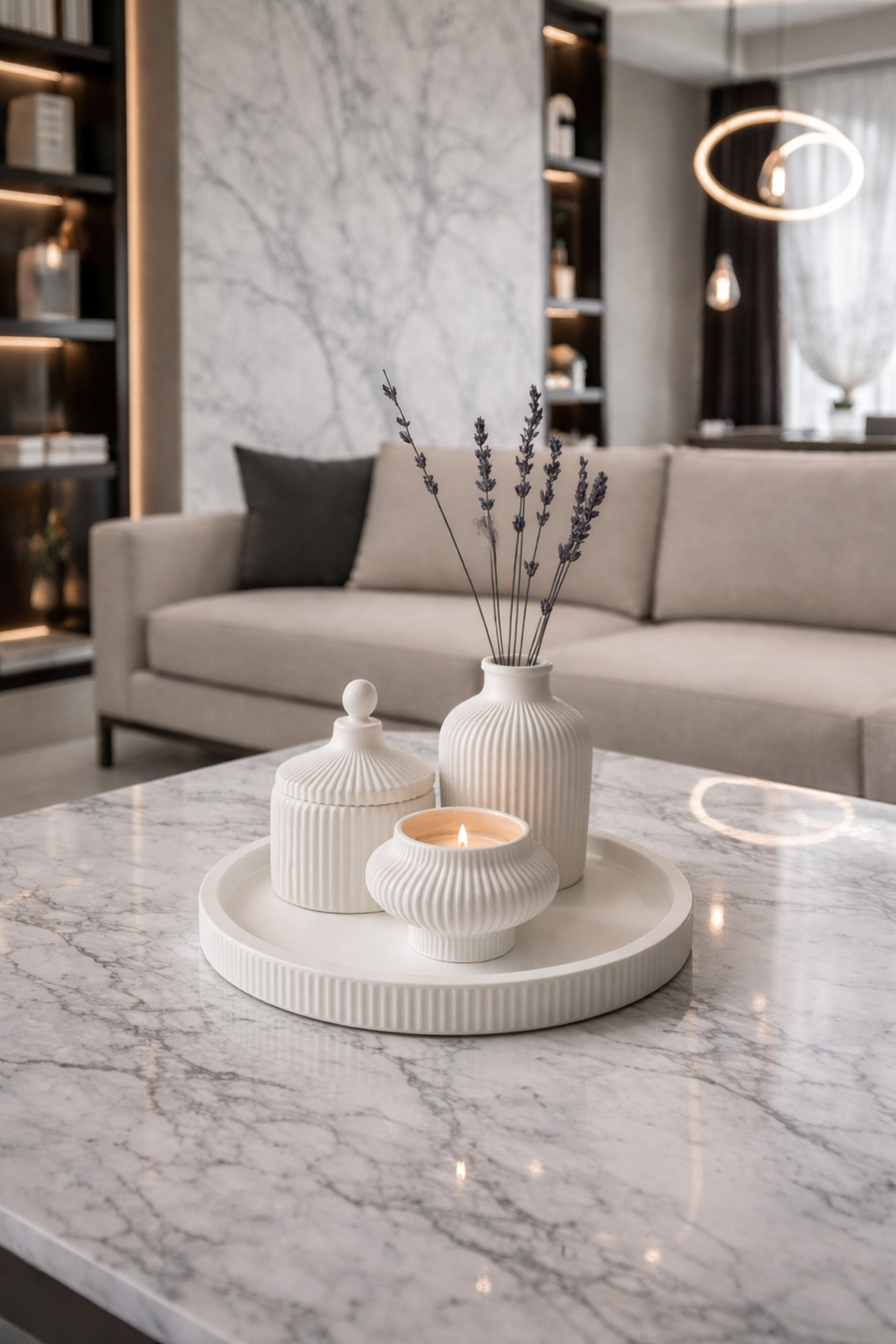 Zigzag Home Διακοσμητικό Σετ Βάζων Μποέμ 4 τεμαχίων με Ριγέ Δίσκο, Κηροπήγιο,...