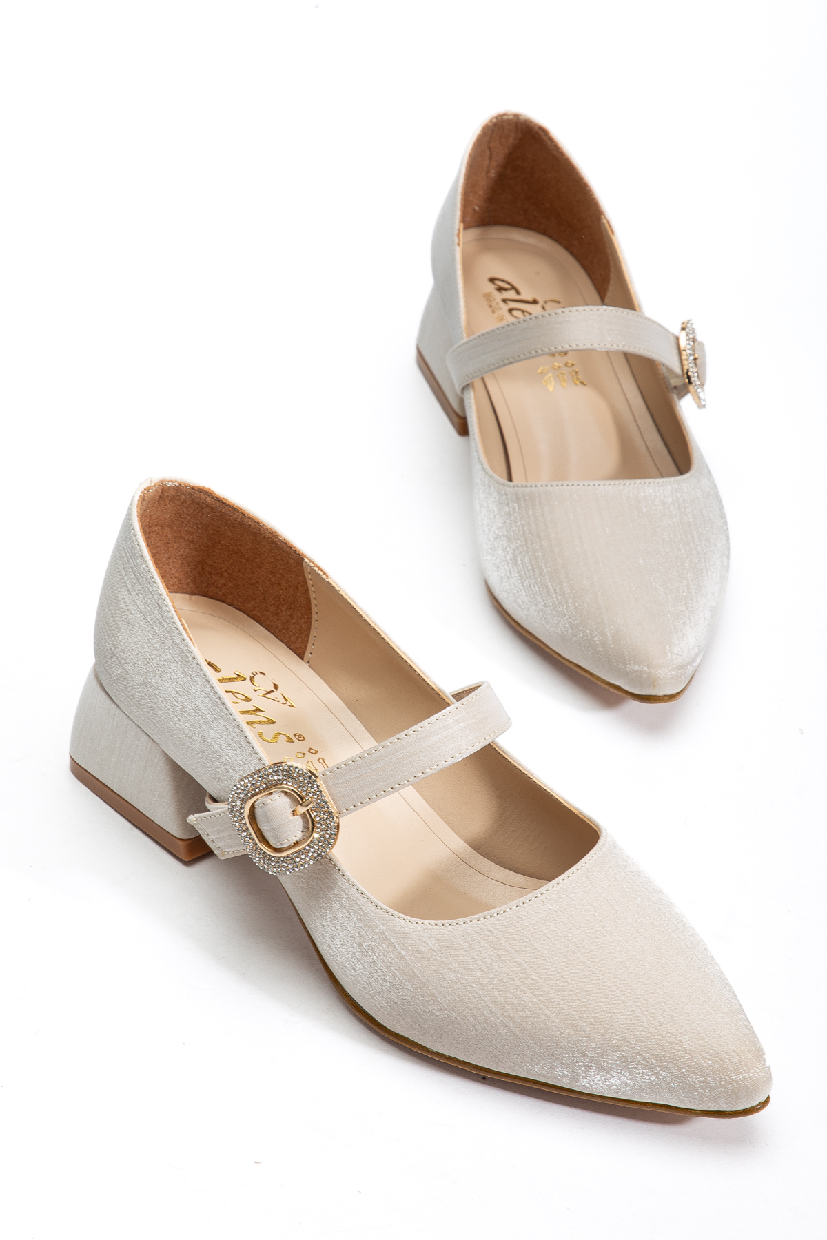 ZSHOES  Kadın Baretli Saten Desenli (İthal Malzeme) Hafif Topuklu Ayakkabı{41/42/43 Özel Büyük Numara Dahil} - Görsel 4