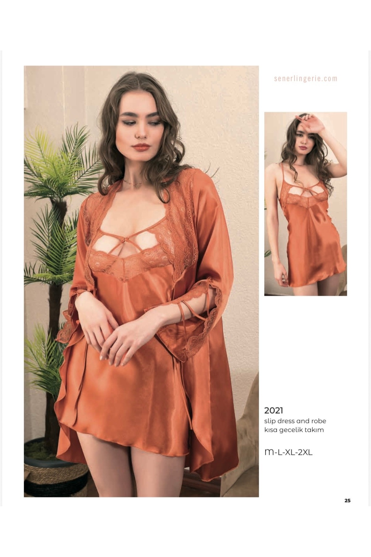 MERSEY Pencere Dekolteli Saten Gecelik