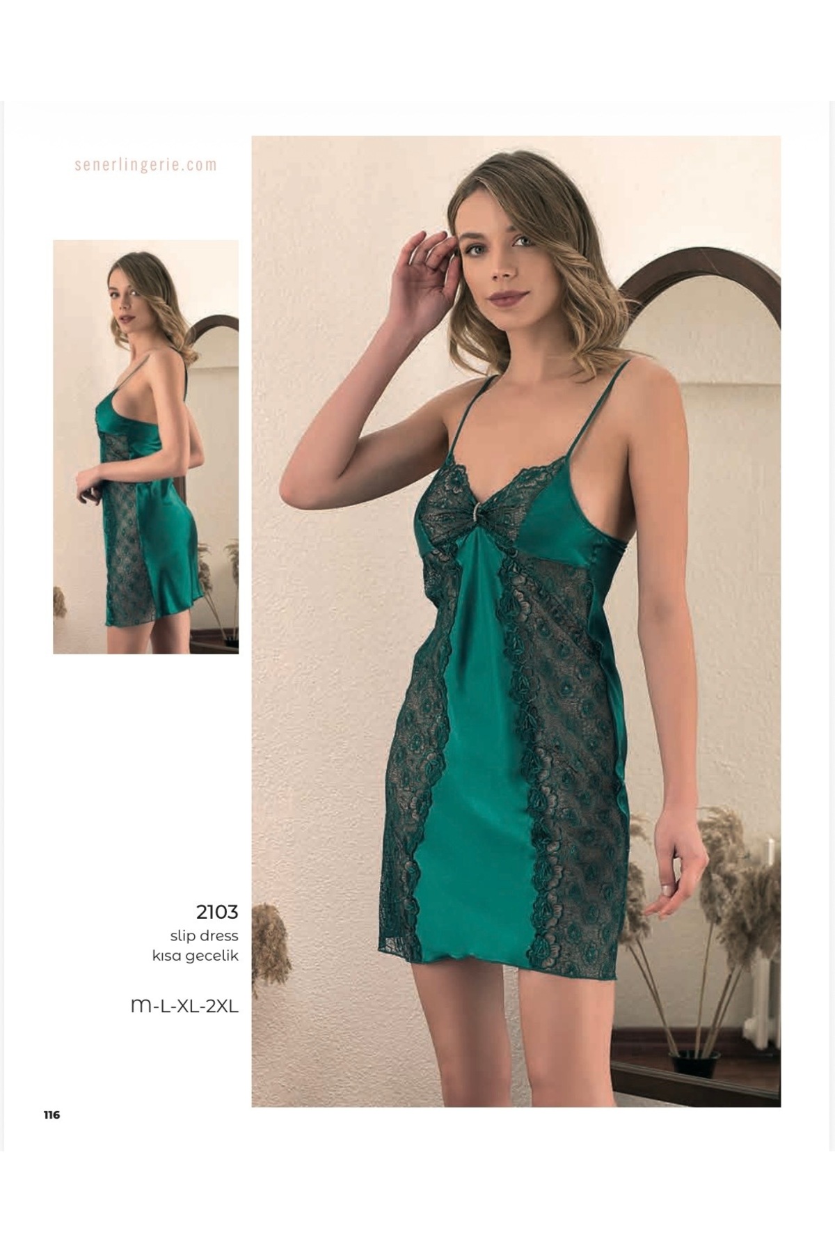 MERSEY Dantel Detaylı Saten Gecelik