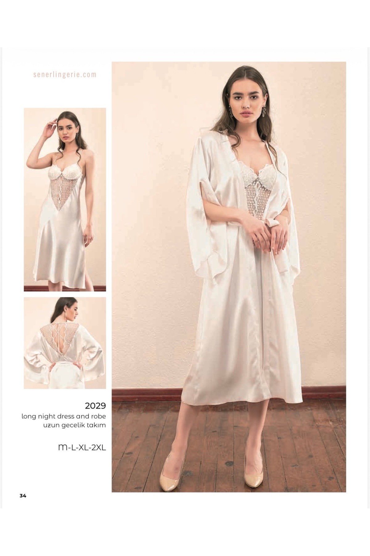 MERSEY Dantel Detaylı Uzun 2’li Takım Gecelik