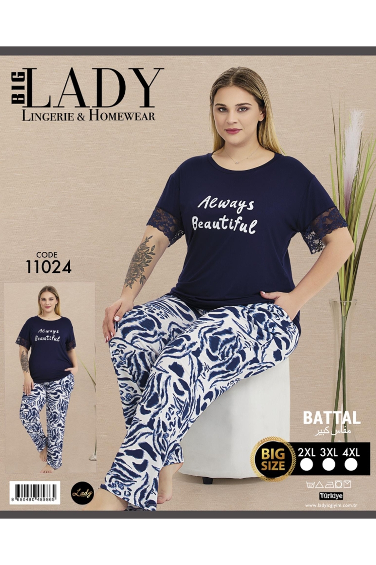 NightLove Kadın Battal Boy Gecelik Takımı