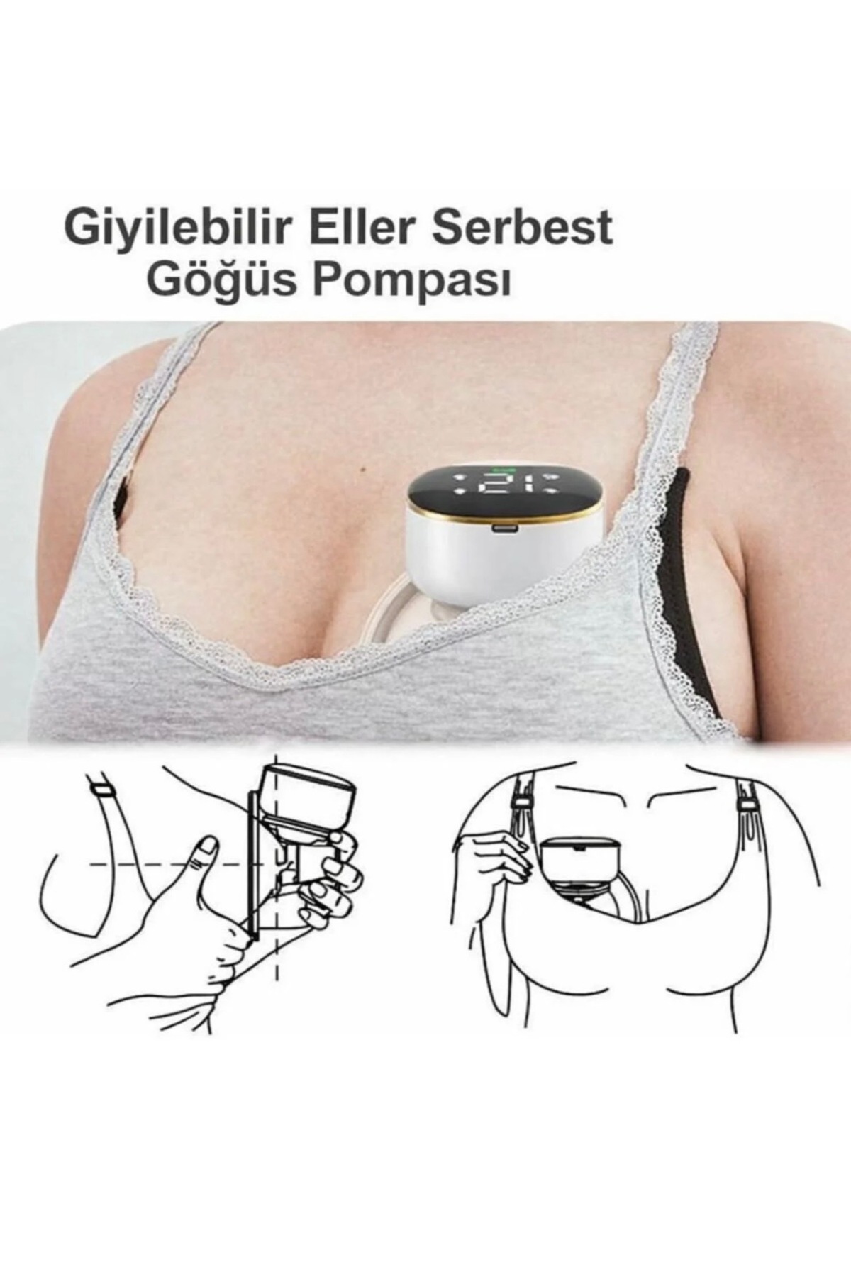MorOropa Lüx 2 Adet Elektrikli Giyilebilir Süt Pompası I Kablosuz Süt Pompası I Taşınabilir Süt Pompası fotoğrafı 4 (önizleme)