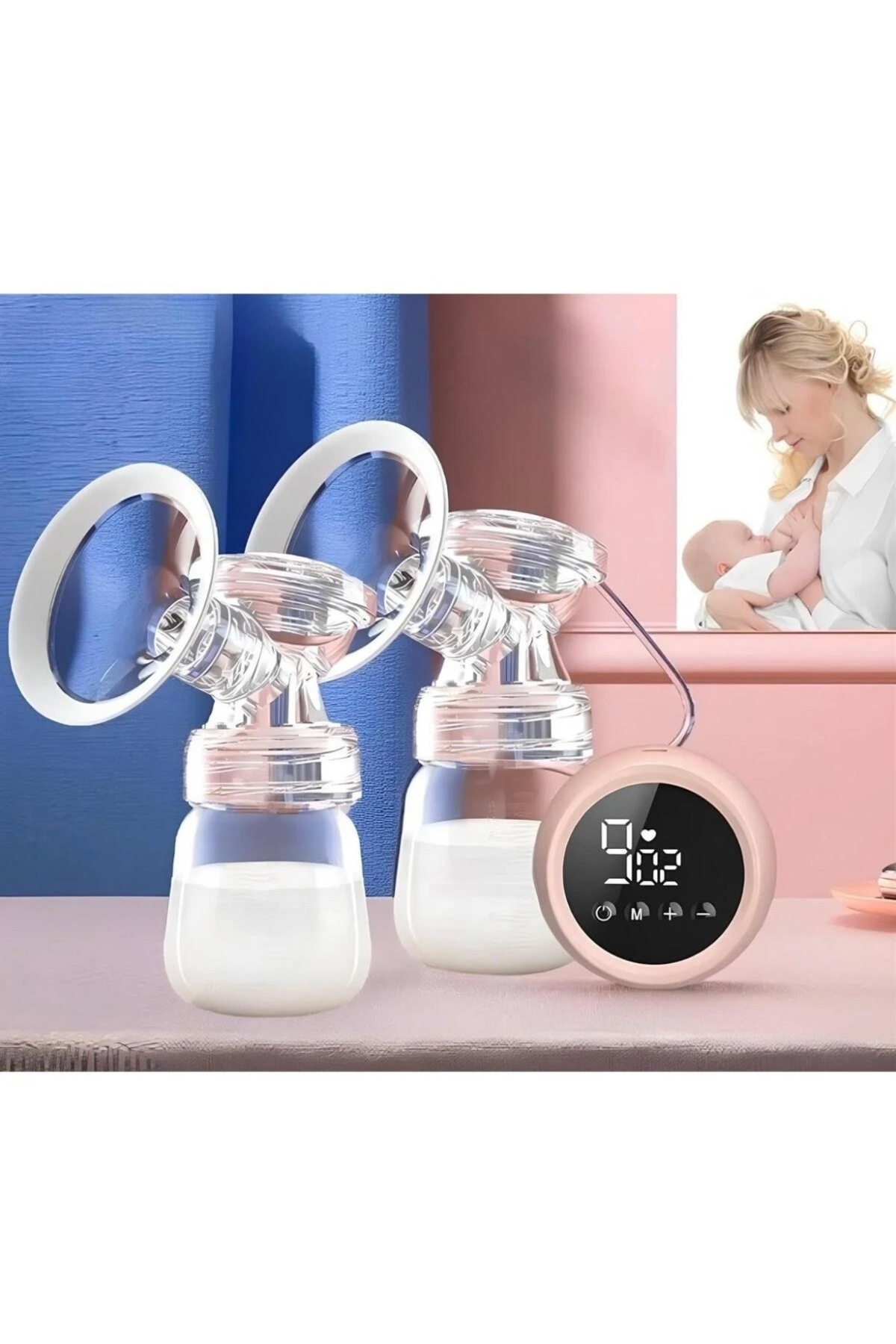 MorOflan Çift Elektrikli Göğüs Pompası I Elektrikli Süt Pompası ISüt Sağma Makinesi I Anne Sütü Sağma Pompası fotoğrafı 2 (önizleme)