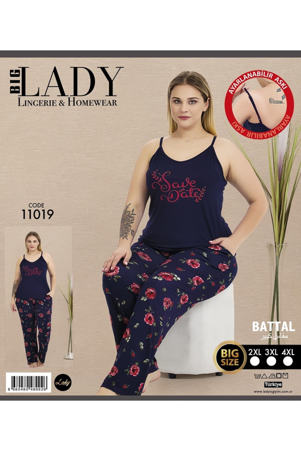 NightLove Kadın Battal Boy Gecelik Takımı