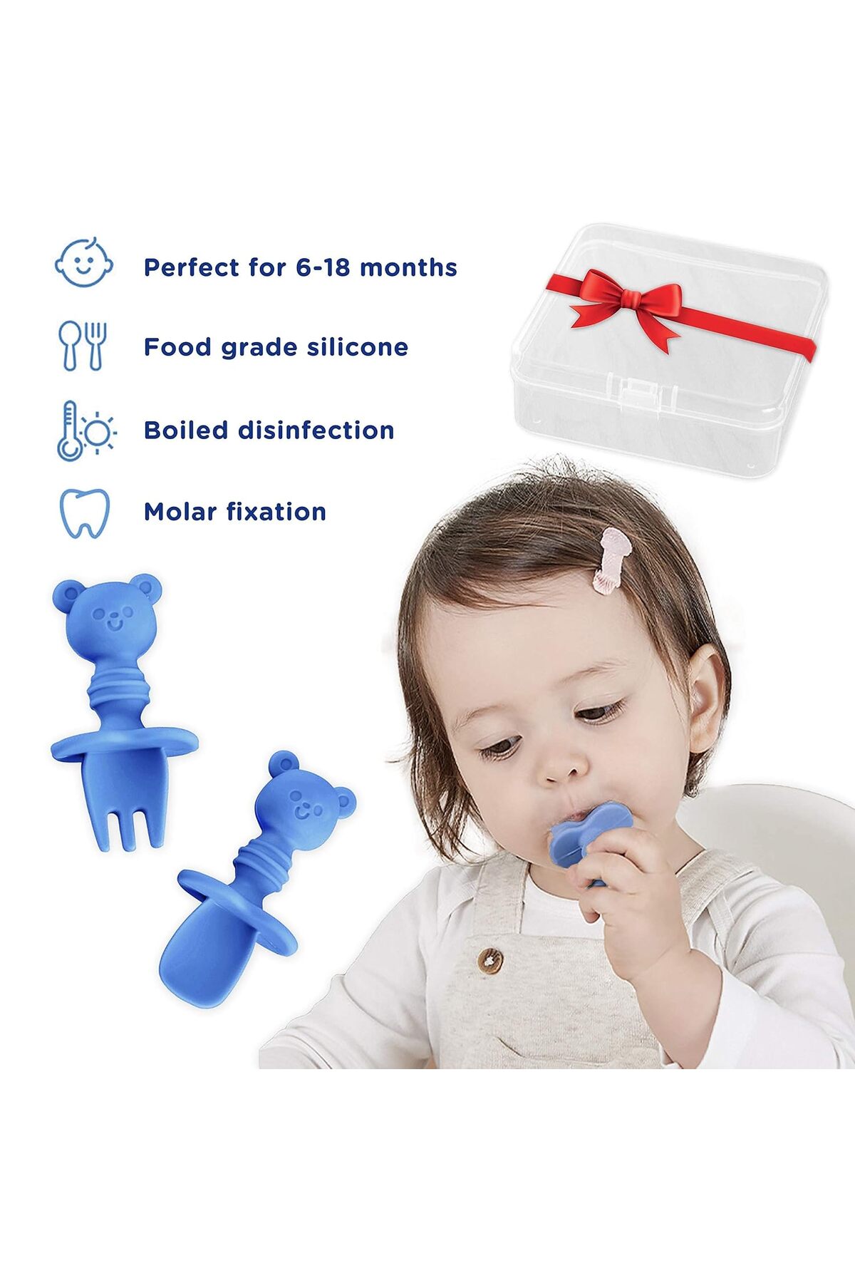 Hype Store Xspring Bebek Çatal ve Kaşık Seti, Silikon Kendinden Besleme Gereçleri, Taşıma Çantalı Bebek Çatal B fotoğrafı 3 (önizleme)