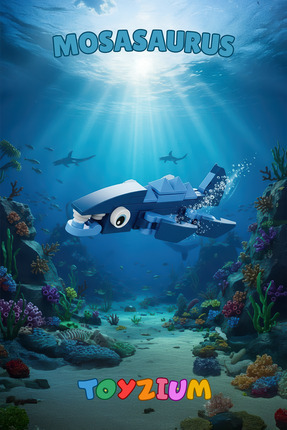 Shem Mosasaurus Dinozor Yapı Blok Oyuncak (38 Parça) – Mini Dinozor Model Yap...