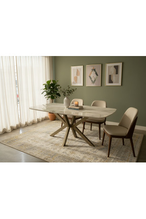 Onurdesign Porselen-seramik Gerçek Taş Salon Mutfak Yemek Masası