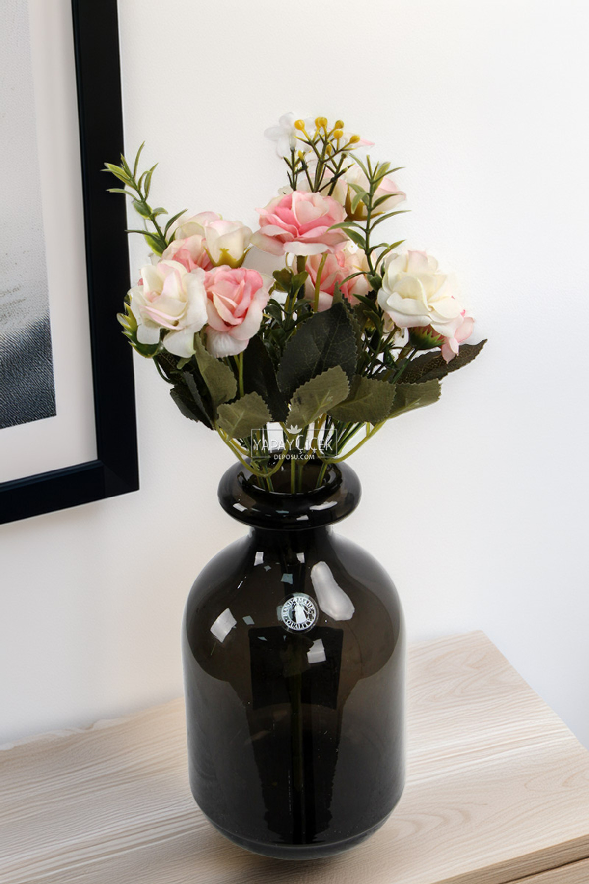 Artificial Flower 5 Branches Elegance Bud Rose Bundle 30 cm White-Pink