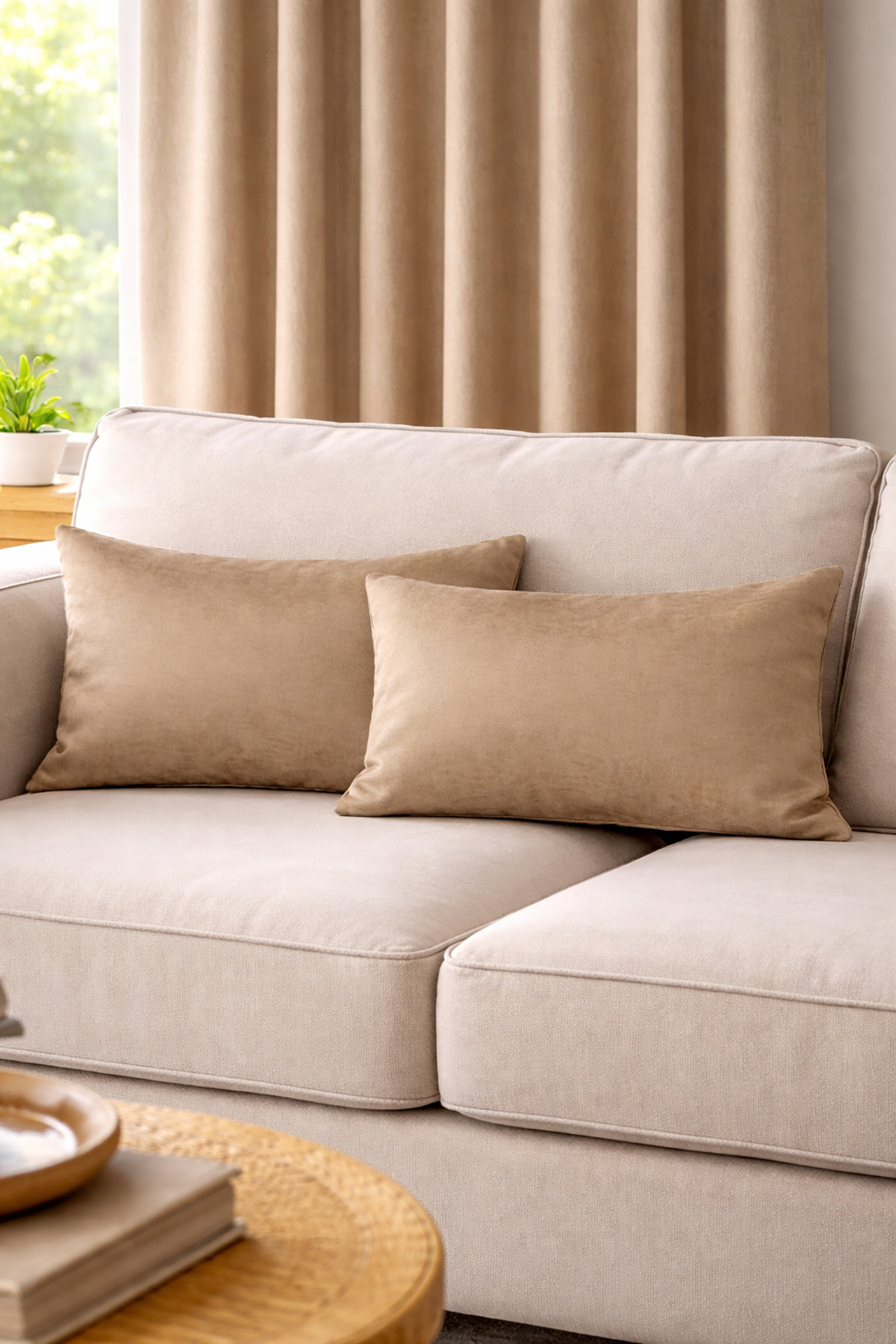 Decorative Velvet Textured Island Flat Double Pillow Case Living Room Living Room Children's Room Balcony Terrace