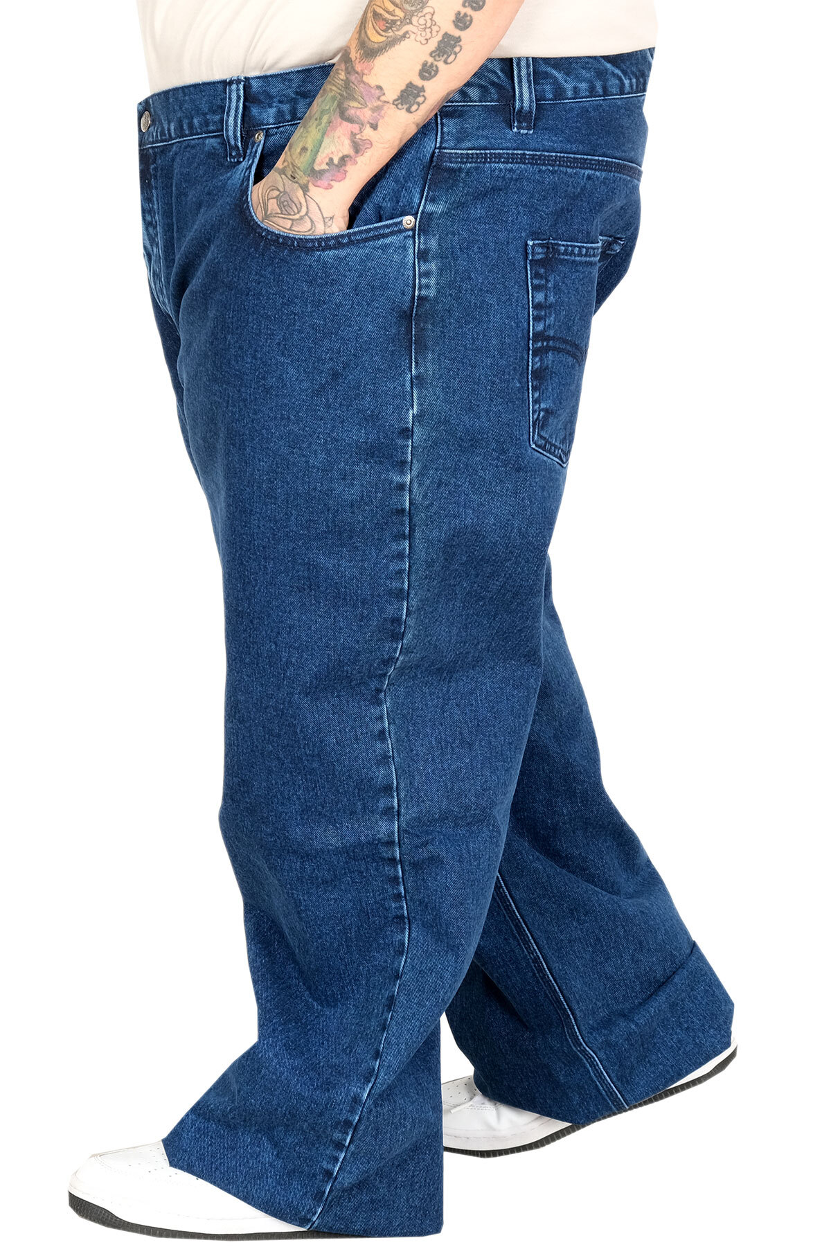ModeXL Mode XL Büyük Beden Erkek Retro Gabardin Pantolon 20924 MAVİ görsel 2
