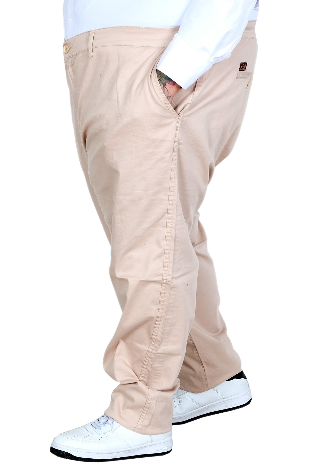 ModeXL Mode XL Büyük Beden Erkek Keten Barcelona Chino Pantolon 25850 BEJ görsel 2