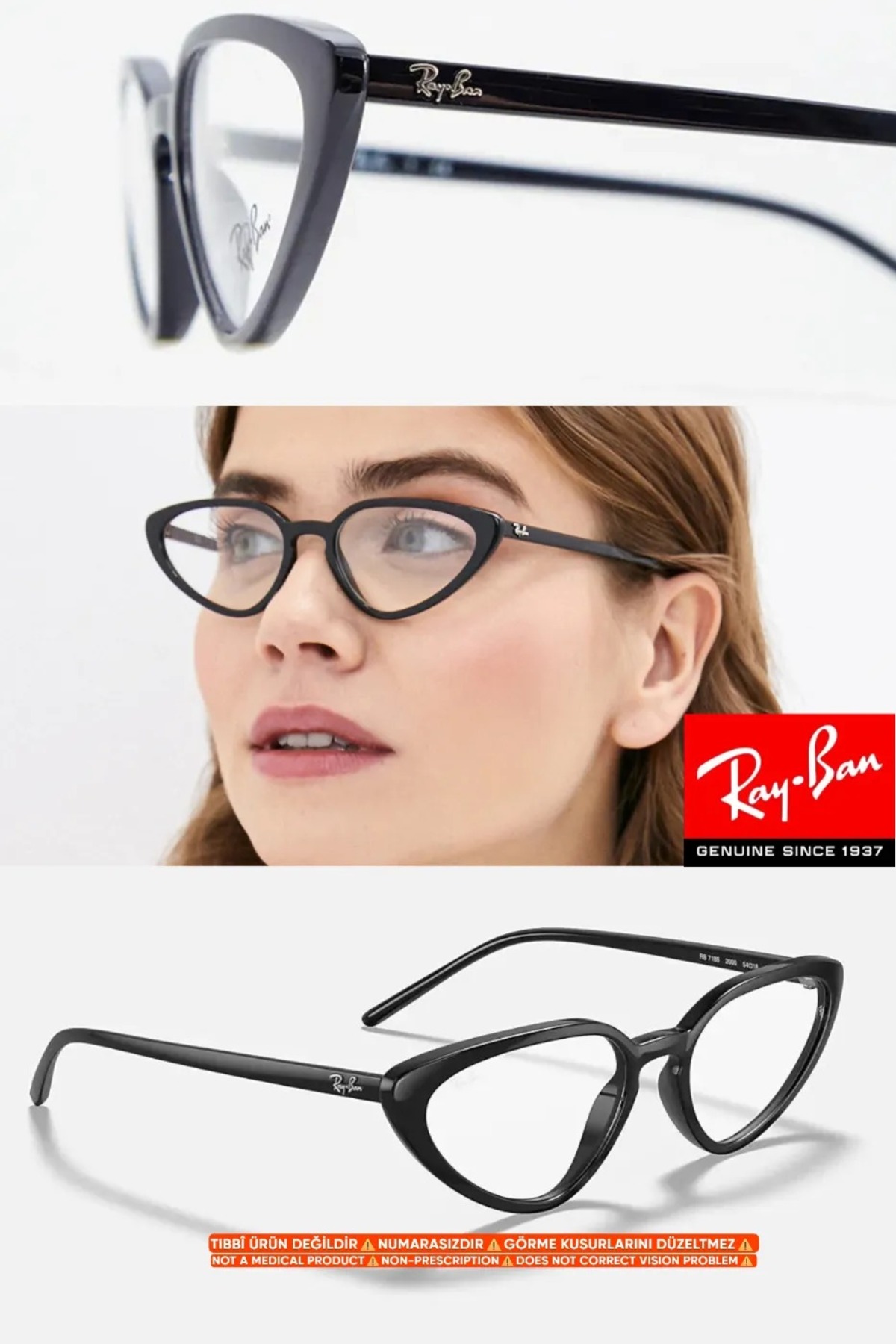 Ray-Ban RB7188 2000 52-18-140 + Premium Blue Light Protection (Drive ...
