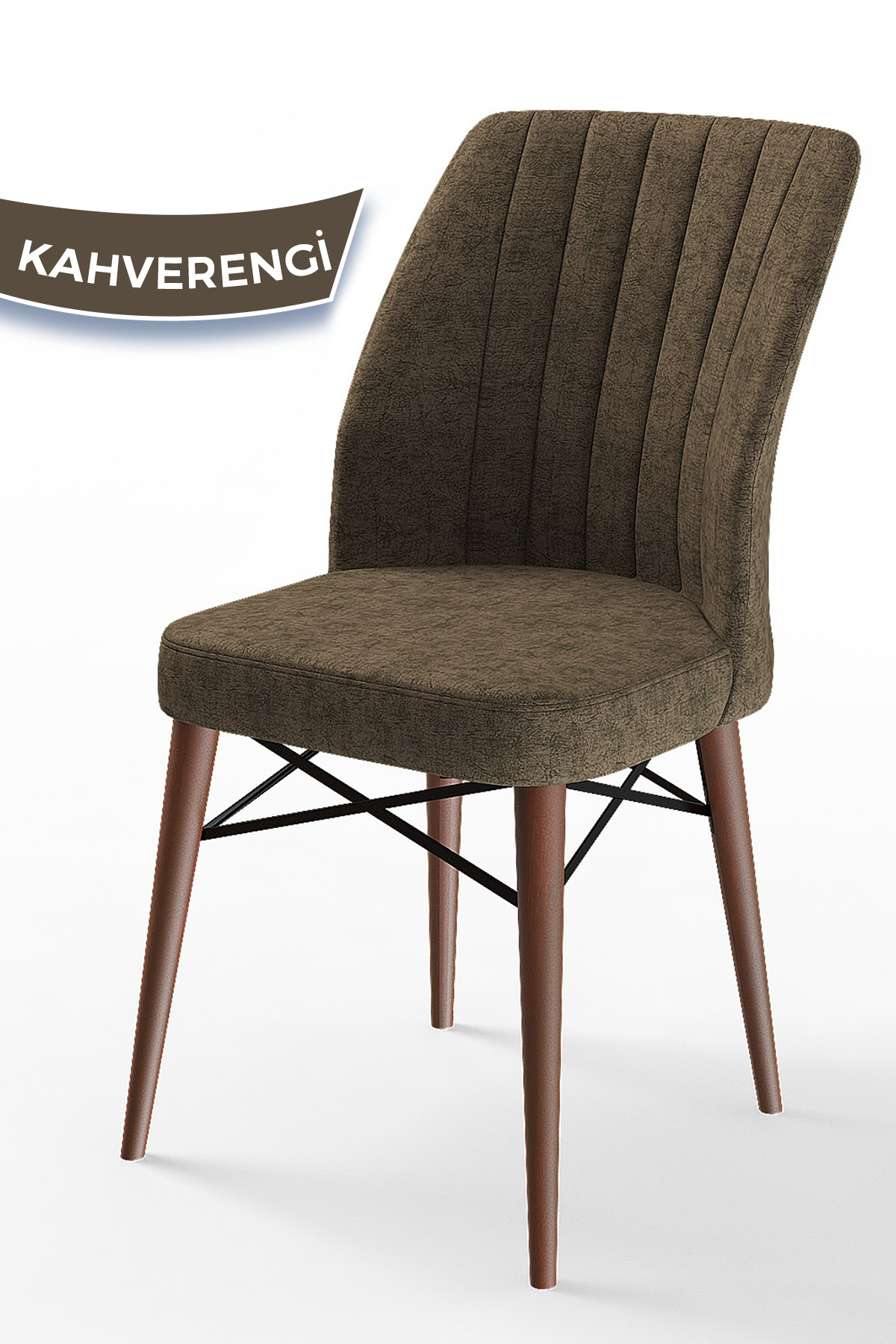 Flex Series 1 Pc Brown Hornbeam Kitchen Chair with Walnut Legs