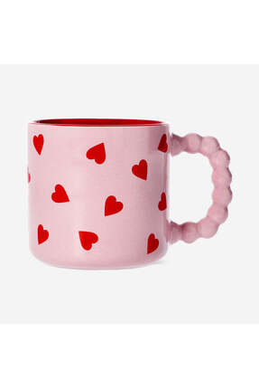 Flying Tiger Copenhagen Kalp Desenli Pembe Seramik Kupa