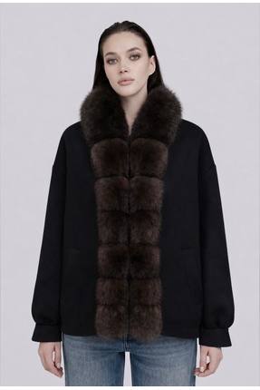 Rogue&Relic Studios Madeleine Kürk Yakalı Kaban Siyah