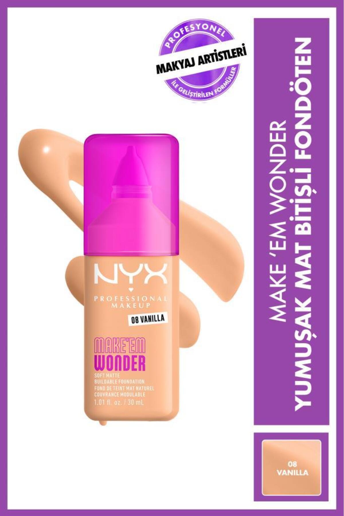 NYX Professional Makeup Make’ Em Wonder Yumuşak Mat Bitişli Fondöten 08 - Vanilla - Fiyatı, Yorumları