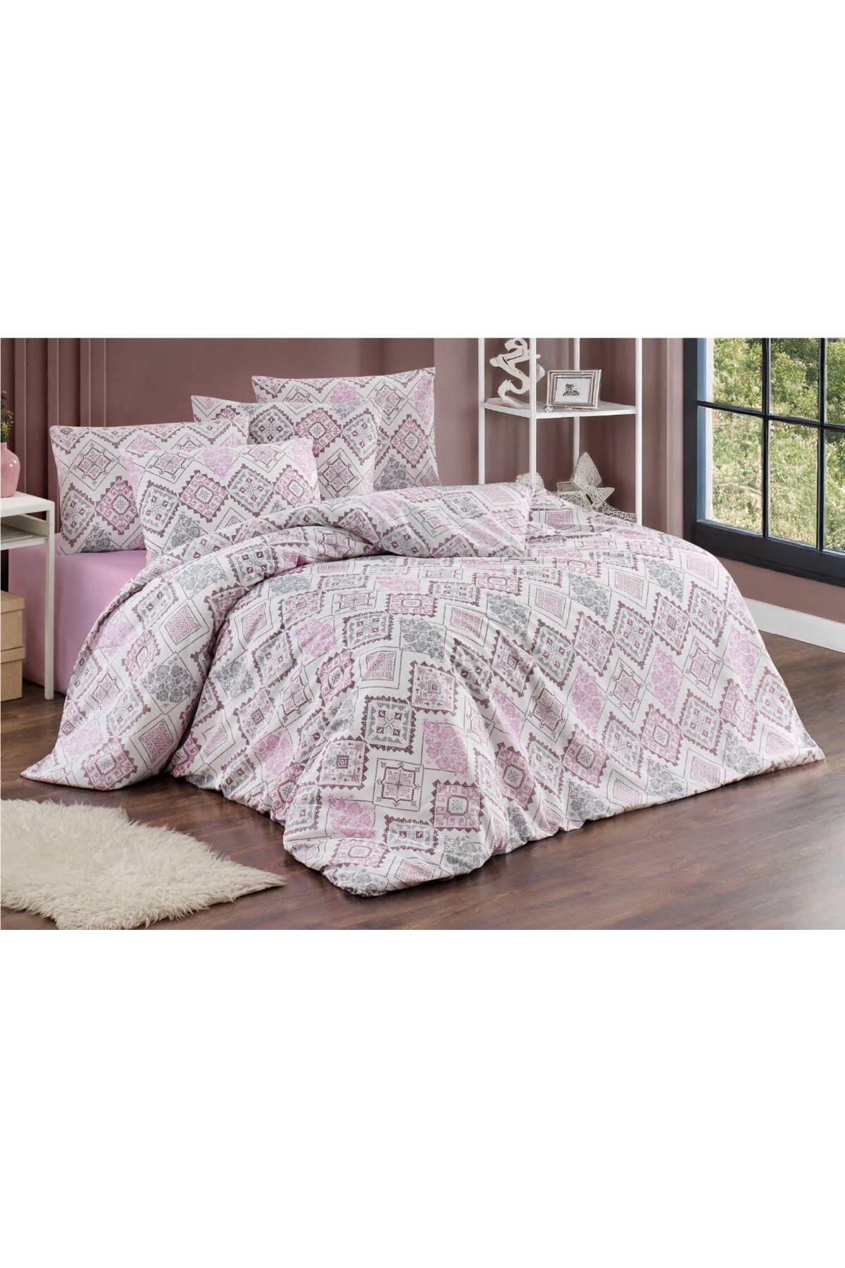 Double Duvet Cover Set 200x220cm | 4 Pillowcases | Fitted Bed Sheet 180x200+25