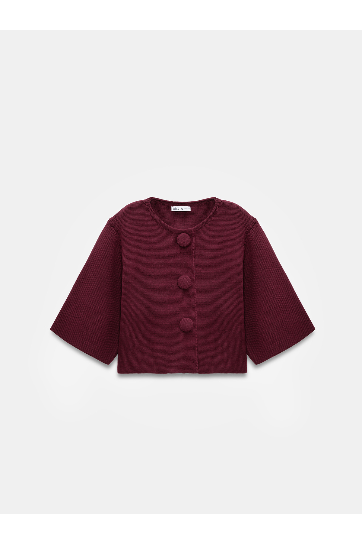 60997 Snap Button Knitwear Cardigan-Burgundy