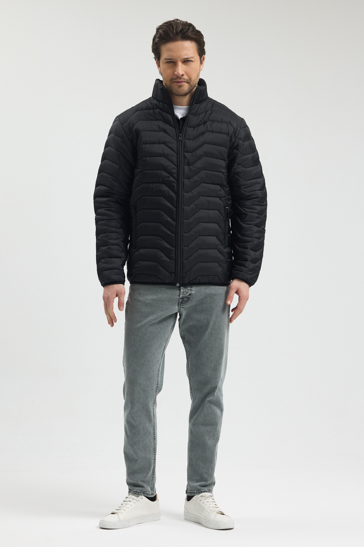 Tonny Black  Erkek Siyah Su Ve Rüzgar Geçirmez Normal Kalıp Cepli Fermuarlı Erkek Mont - Görsel 4