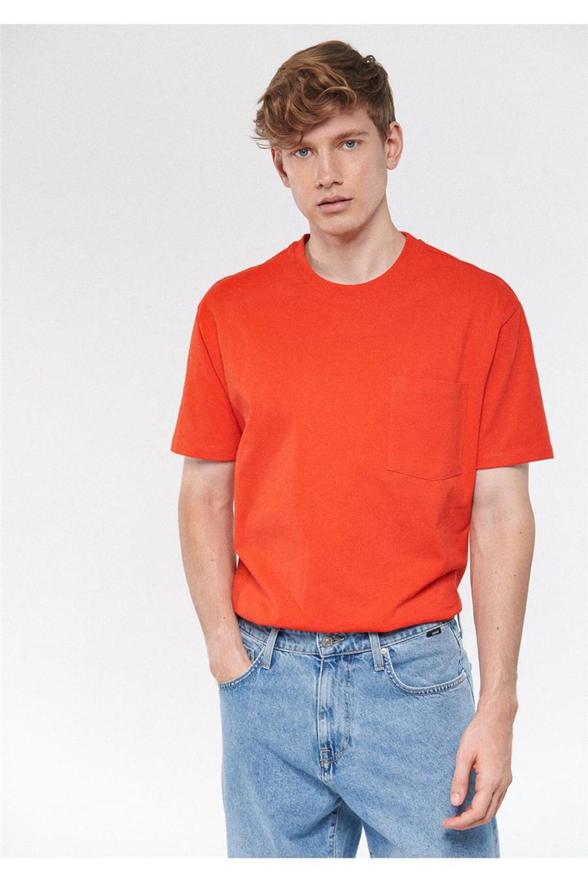 ماوی جینز تی‌شرت جیب‌دار، قرمز پررنگ