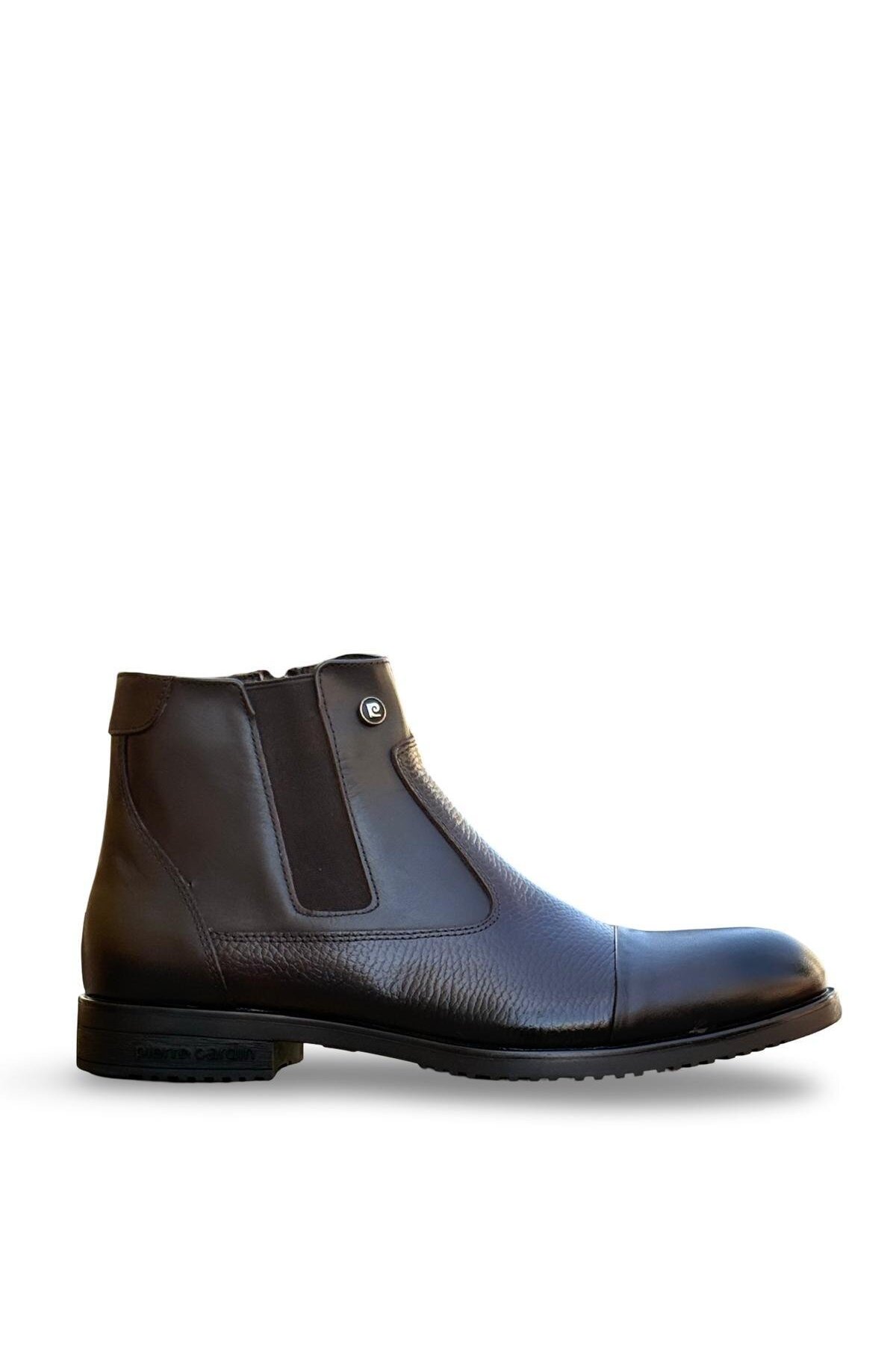 بوت کلاسیک مردانه قهوه‌ای با زیره لاستیکی و چرم اصل P.Cardin کد 11925251 پیر کاردین بوت Pierre Cardin