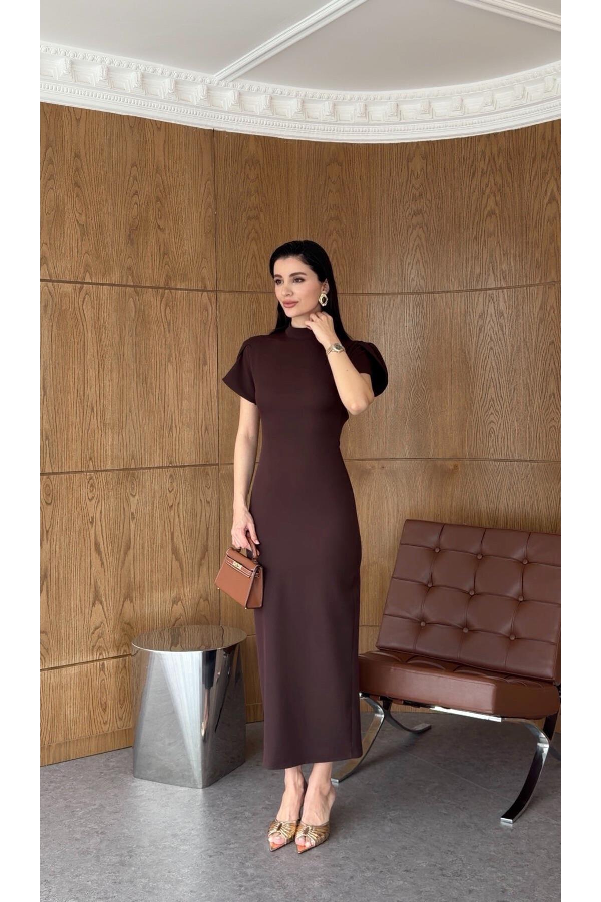HAZELANNA Backless Brown Dress