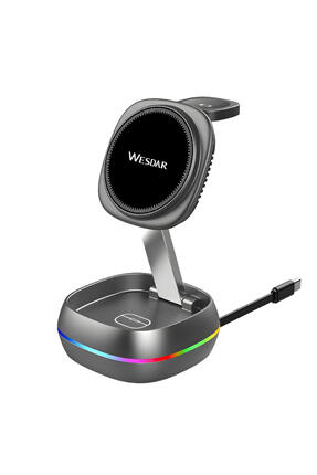 Wesdar WX681 Katlanabilir Kablosuz Şarj Standı 15W RGB 3 in 1