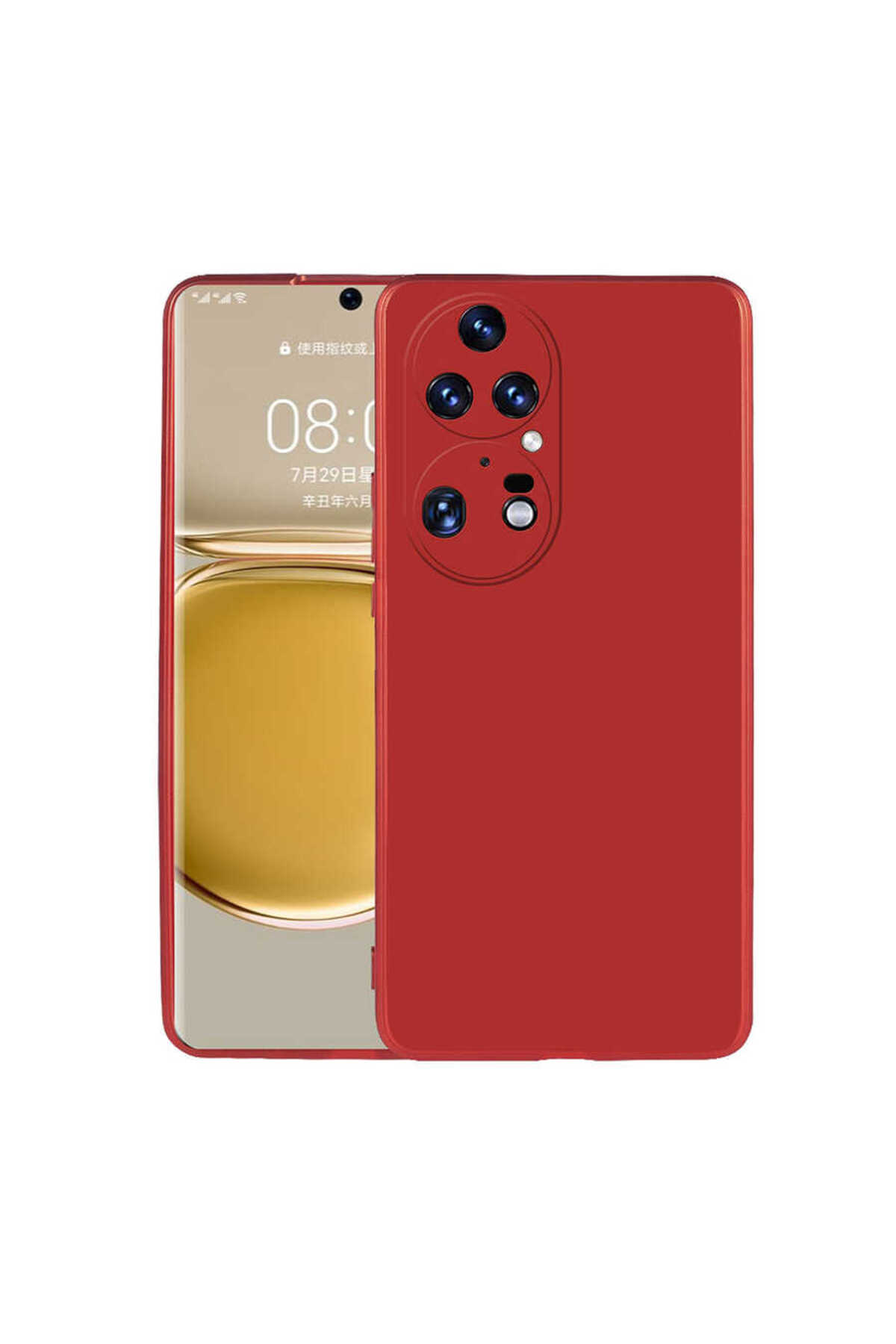 Huawei P50 Pro Kılıf ZPRB Premier Silikon Kapak - Kırmızı
