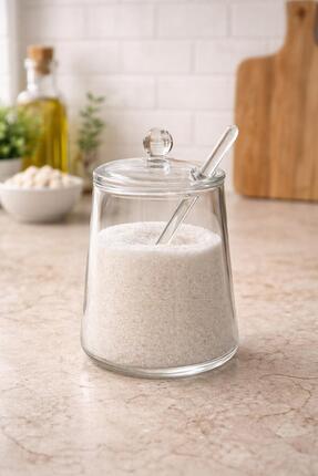 NUSYA STORE Borosilikat Cam Kapaklı Kaşıklı Şekerlik - Baharatlık & Sunumluk ...
