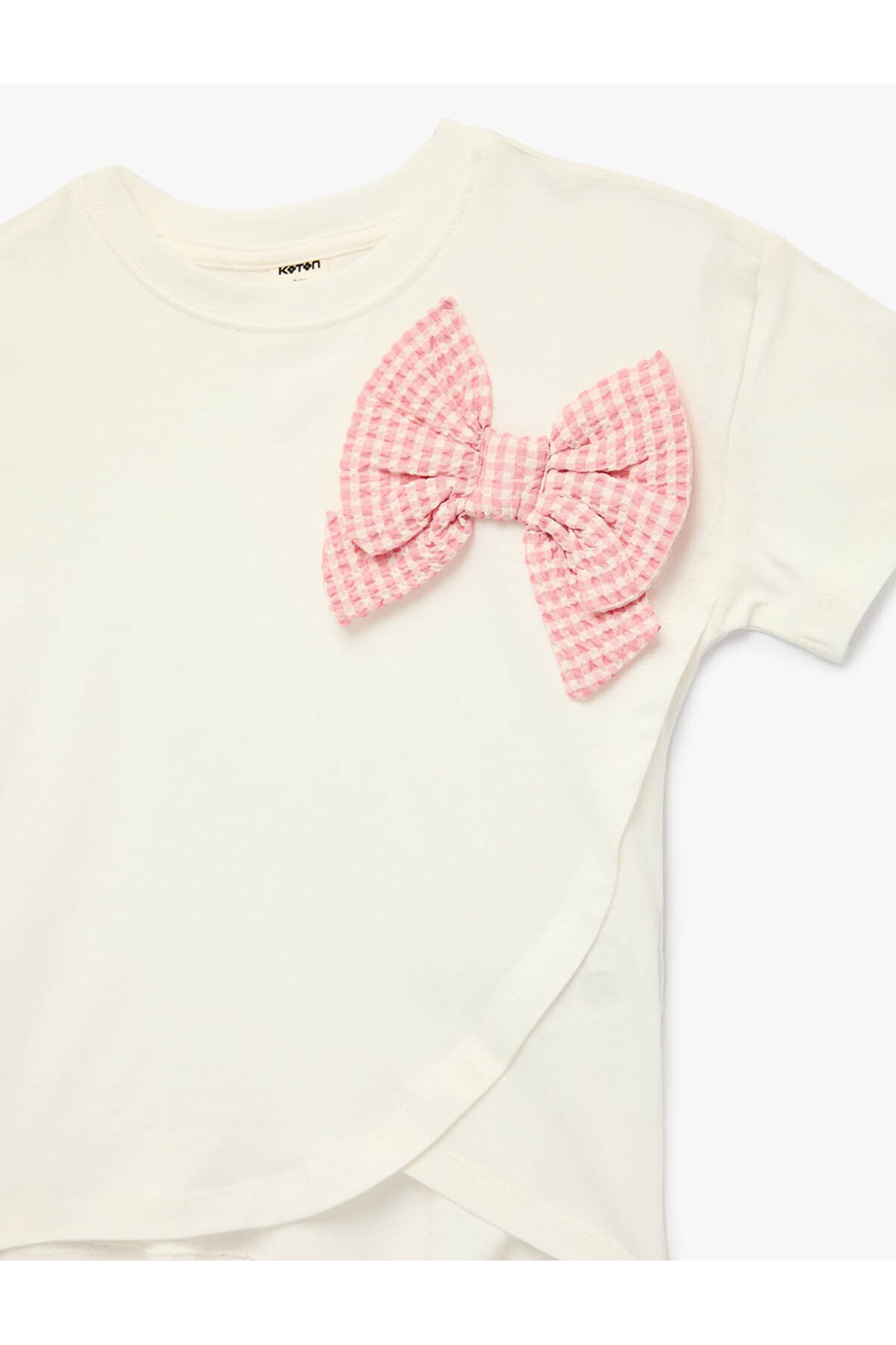 Koton Fiyonk Detaylı Ekru Kız Bebek T-Shirt 6SMG10038A fotoğrafı 3 (önizleme)