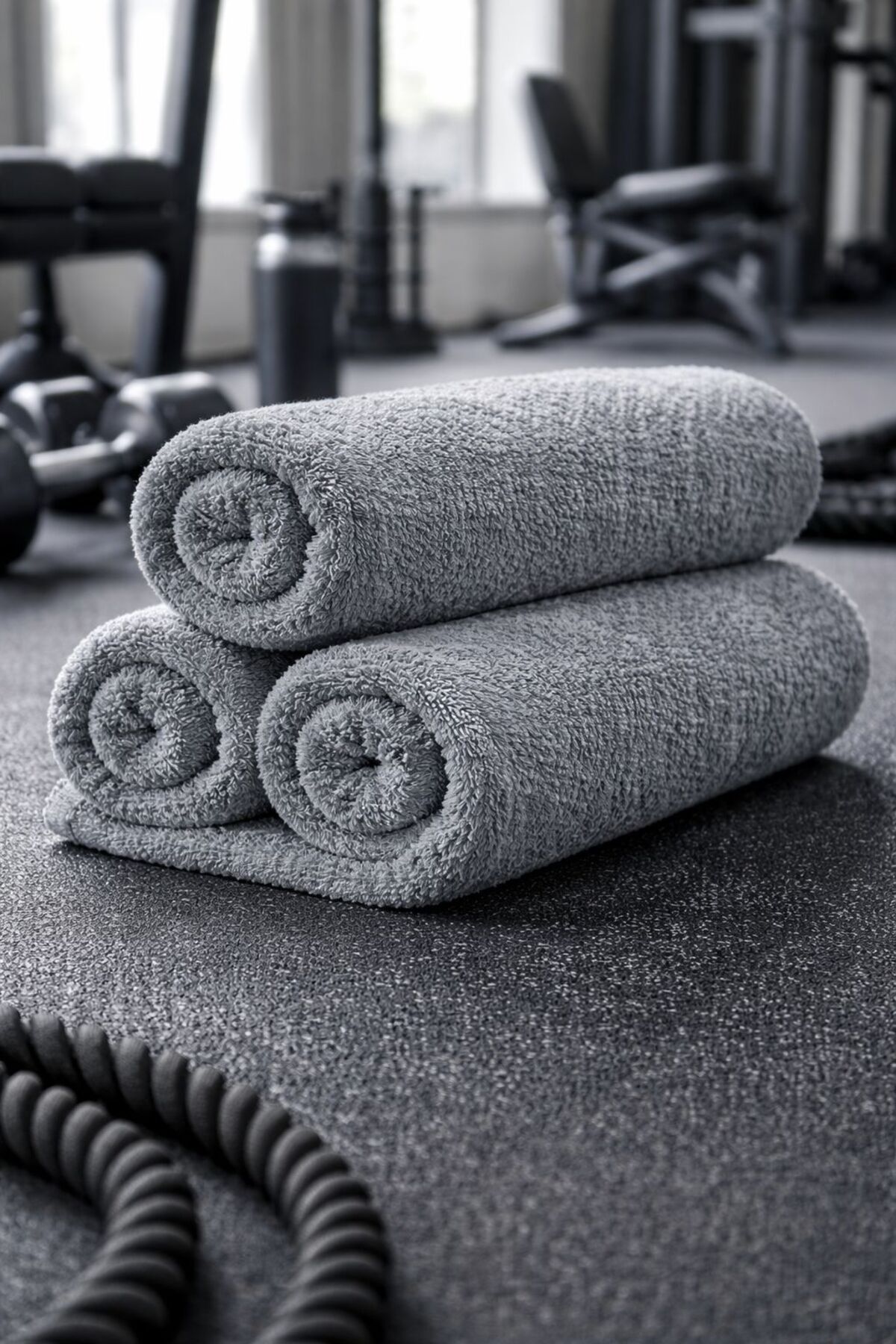3 X GREY COTTON 50-100 CM PATTERNLESS SPORTS AND HAND FACE TOWELS