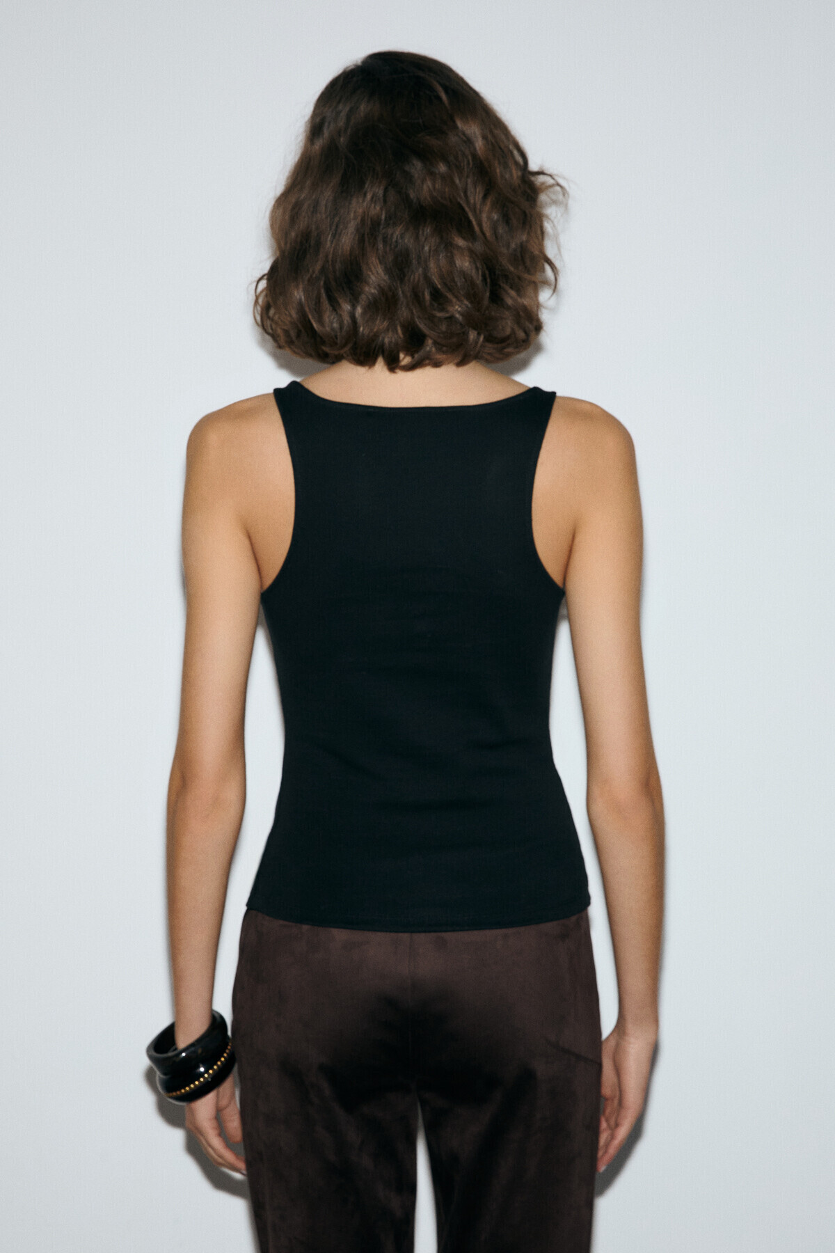 GRIMELANGE  MONSTERY Kadın Yumuşak Ve Esnek Kumaşlı Silikon Askılı Bluz Siyah Bluz - Görsel 6