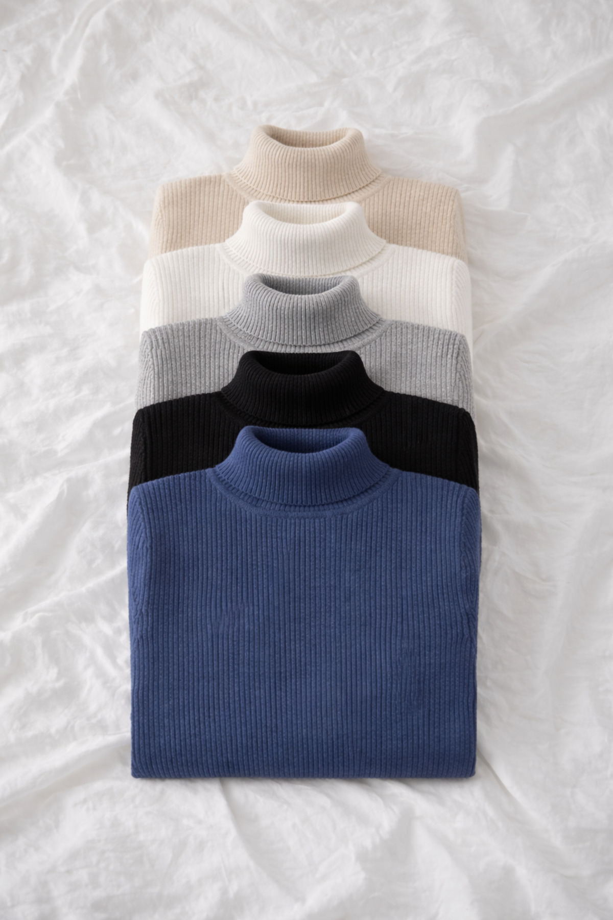 SKYBEAR  Siyah Beyaz Gri Bej İndigo 5li Erkek Kışlık Balıkçı Yaka Triko Kazak Örme Boğazlı Günlük Giyim