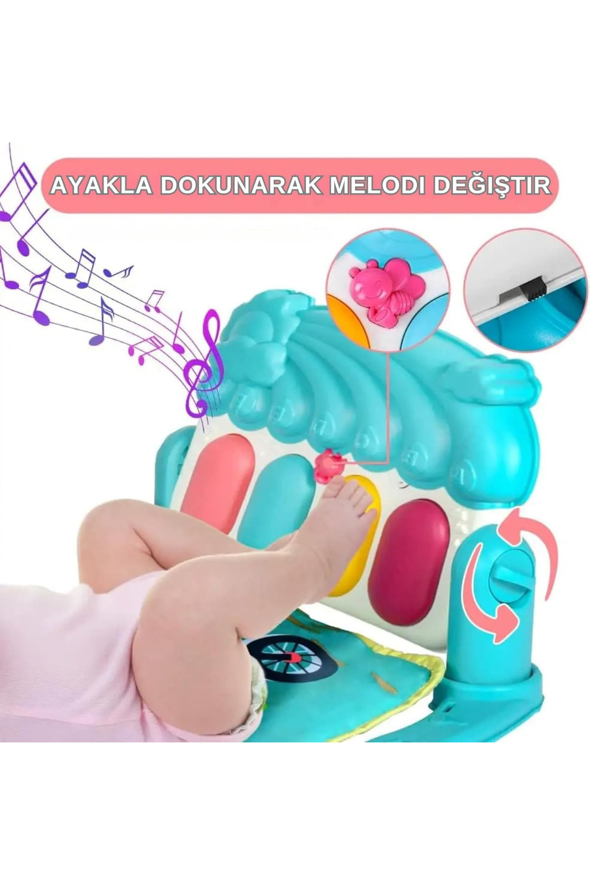 craftivio Piyanolu Bebek Oyun Halısı - Müzikli Işıklı Dinozor Temalı Jimnastik ve Aktivite Merkezi (73x56 cm) fotoğrafı 5 (önizleme)