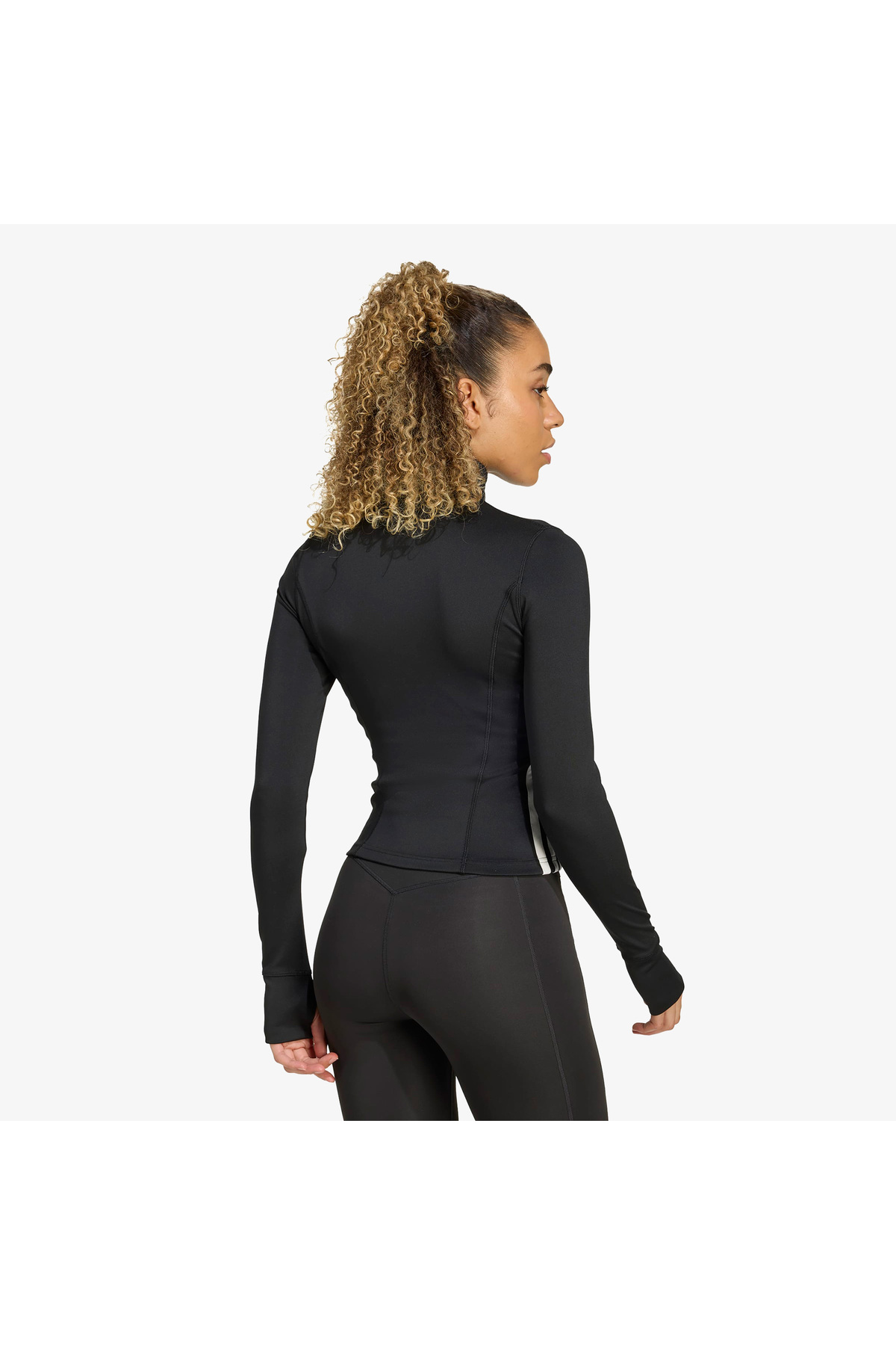 adidas Workout Essentials 3 Bantlı Kadın Siyah Antrenman Eşofman Üstü görsel 2
