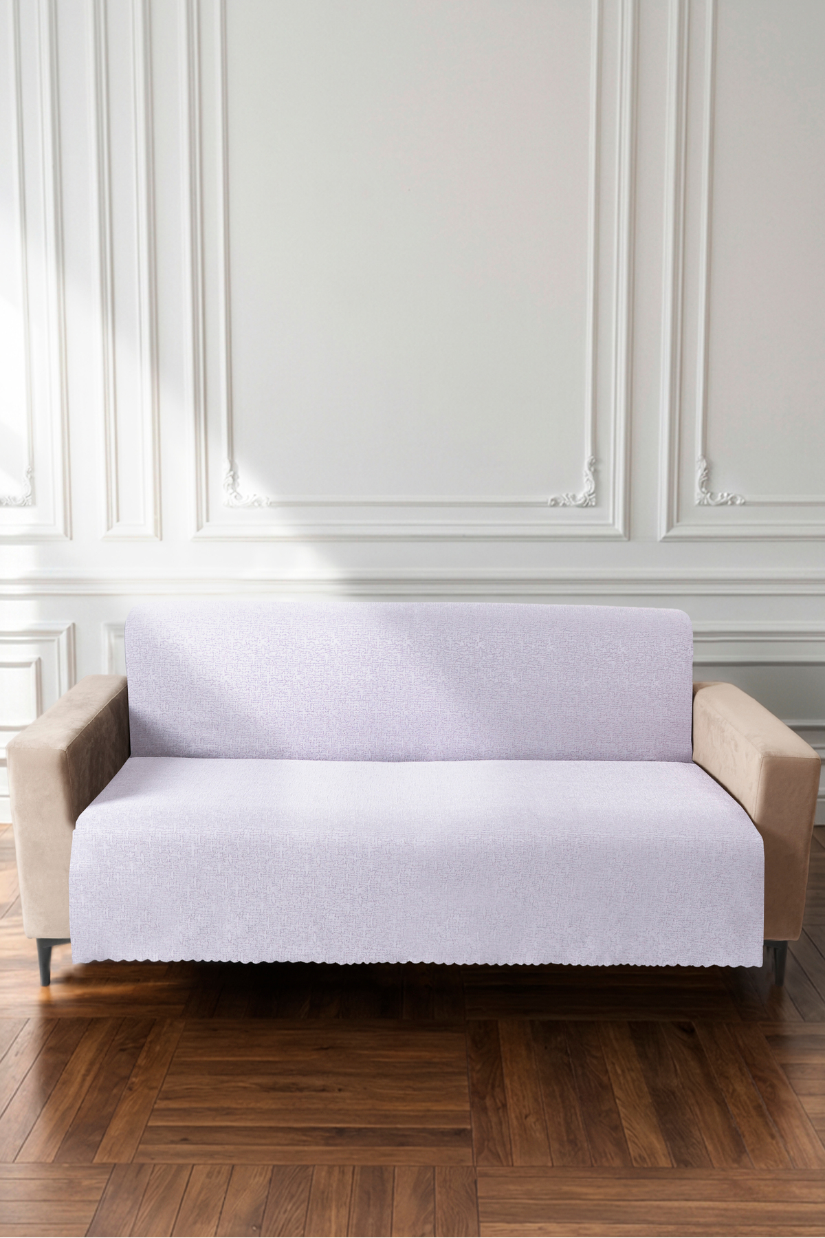Gümüş Gri 175X215 cm Premium Koltuk Örtüsü Şönil Jakarlı Kumaş Yüksek Kalite Kaydırmaz Yıkanabilir