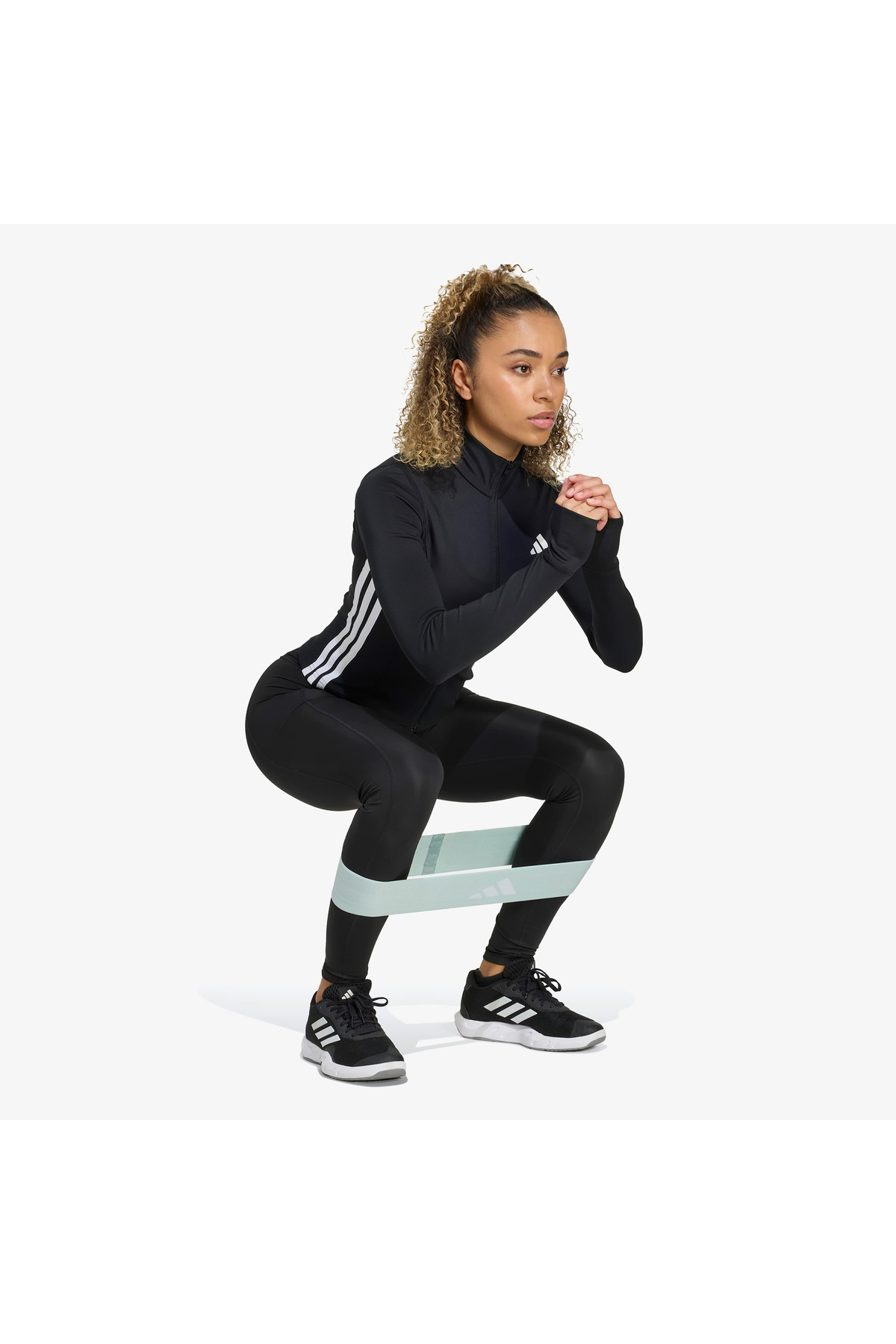 adidas Workout Essentials 3 Bantlı Kadın Siyah Antrenman Eşofman Üstü görsel 3