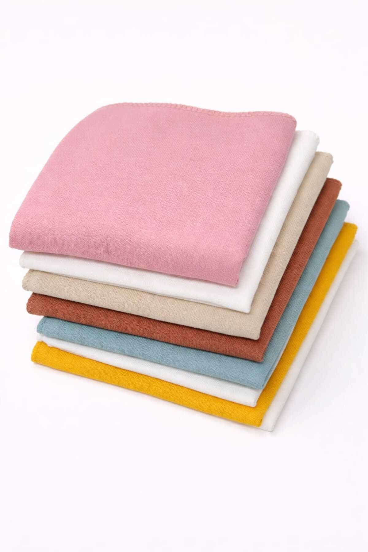 UmBaby 7’li Kız Bebek Pamuklu Penye Ağız Mendili Seti – %100 Pamuk Organik Kumaş Yenidoğan – Soft Renk fotoğrafı 4 (önizleme)