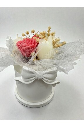 ArtnestbyAysun Özel Tasarım Dekoratif Vazoda Gül ve Lale Mum Aranjmanı, Kokul...