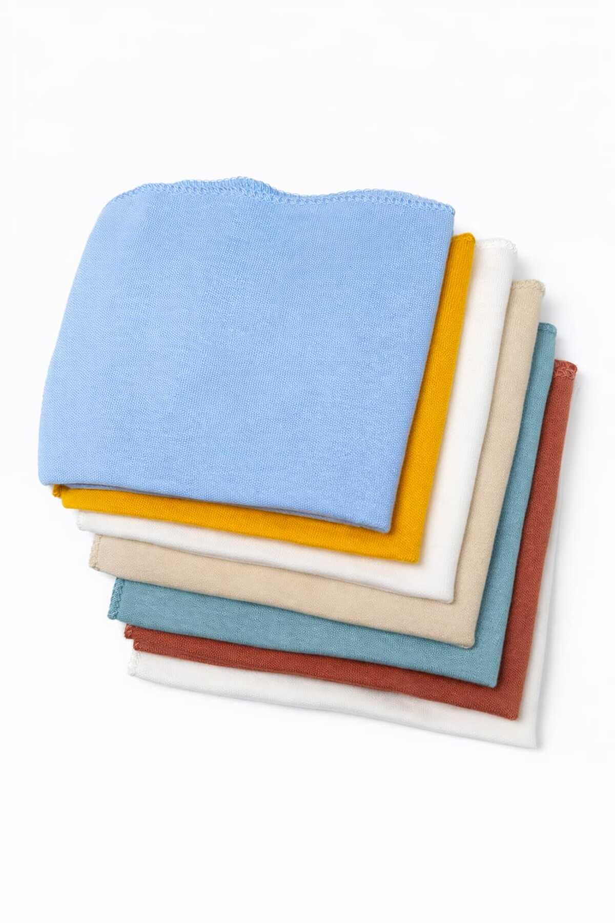 UmBaby 7’li Erkek Bebek Pamuklu Penye Ağız Mendili Seti – %100 Pamuk Organik Kumaş Yenidoğan – Soft Renk fotoğrafı 4 (önizleme)