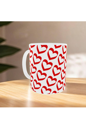 Home Sevgililer Günü Kırmızı Kalp Desenli Porselen Kupa – Romantik Hediyelik ...