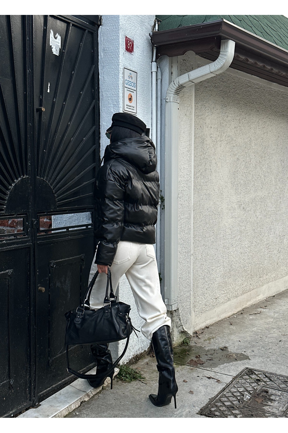 MEECY Kadın Deri Şişme Mont görsel 5
