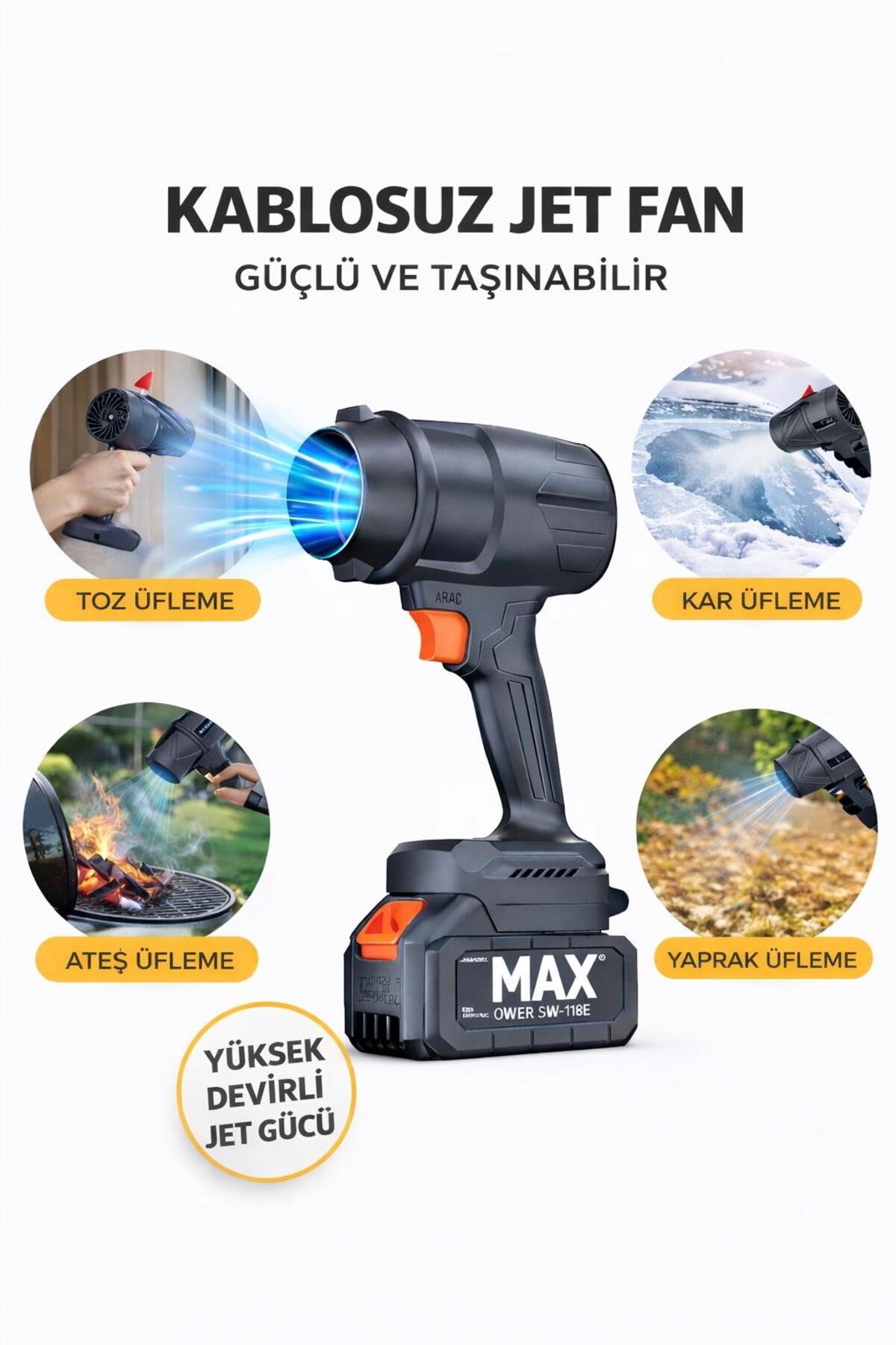 ON6 store Güçlü Şarjlı Hava Üfleyici Turbo Jet Fan 32.000RPM