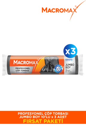MACROMAX Profesyonel Çöp Torbası Jumbo Boy 10’lu x3